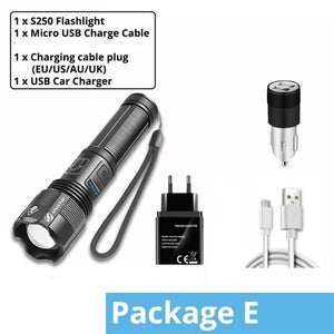 Rechargeable Adjustable Led Flashlights With High Lumen With Battery Display Super Bright Waterproof Flashlight  5 Lighting Modes For Adventure Hiking Camping Hunting New Design