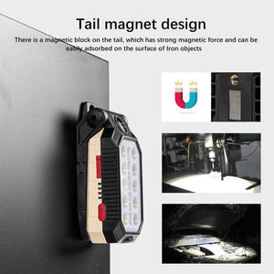 Rechargeable Adjustable USB LED Portable Charger Battery High Capacity with Digital Display LCD Screen Waterproof Flashlight COB Work Light For Repairing Outdoor Camping