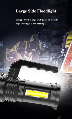 Rechargeable Handheld Flashlights Waterproof  3 Switch Mode Powerful High Lumens Spotlight Fashlight High Power Portable LED Waterproof Outdoor Long Lasting Spot Light Flashlight For Home & Outdoor Use