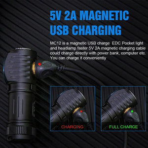 Rechargeable High Lumen Super Bright Powerful LED CREE XP-L HI  Flashlight Magnetic Water & Impact Resistant Handheld Flashlights  For Outdoor Camping Hiking Riding
