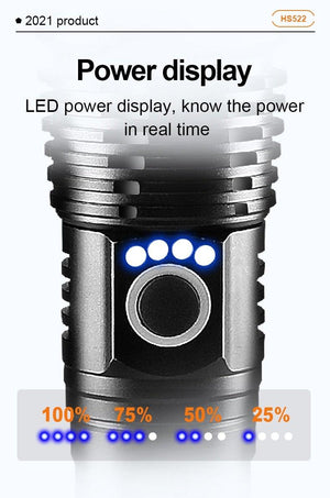 Rechargeable LED Flashlights High Lumens Waterproof Zoomable Super Bright Tactical Flashlight Powerful  USB LED CREE Flashlight  Hand Lamp For Hiking Camping Household Outdoor Sport
