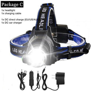 Rechargeable LED  Headlamps Ultra-bright High lumens Zoomable Waterproof LED Headlight Head Torch Flashlight Head Lamp For Fishing  Hands-Free Headlight