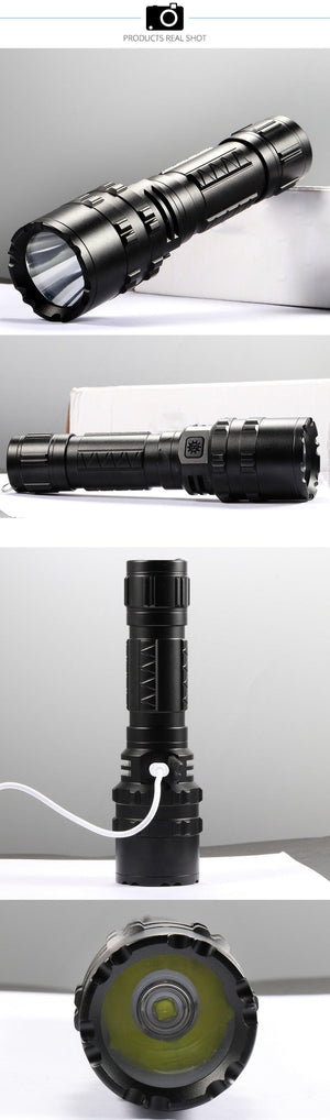 Rechargeable  LED Tactical Flashlights Waterproof Powerful High Lumen Super  Bright Power LED Aluminum Flashlight For Hiking Outdoor Camping Fishing Jogging Running HouseholdPowerful Light