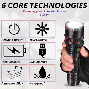 Rechargeable  LED Tactical Flashlights Waterproof Powerful High Lumen Super  Bright Power LED Aluminum Flashlight For Hiking Outdoor Camping Fishing Jogging Running HouseholdPowerful Light