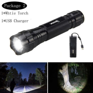 Rechargeable USB Charger High Lumen LED  Light Tactical Flashlight With Rail Mount Led Light White Tactical  Flashlight Pressure Switch For Long Distance Night Hunting