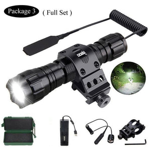 Rechargeable USB Charger High Lumen LED  Light Tactical Flashlight With Rail Mount Led Light White Tactical  Flashlight Pressure Switch For Long Distance Night Hunting