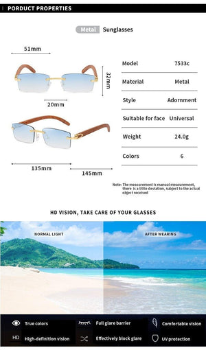 Rectangle Sunglasses for Men/Women Small Rimless Square Shade Eyewear  Sunglasses For Men Super Clear Rimless Sunglasses  Classic Driving Square Sunglasses