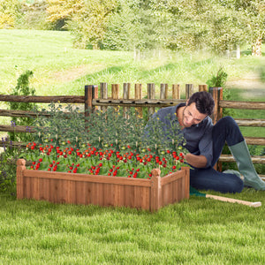 46 x 24 x 16 Inch Rectangular Planter Box with Drainage Holes for Backyard Garden Lawn-Brown