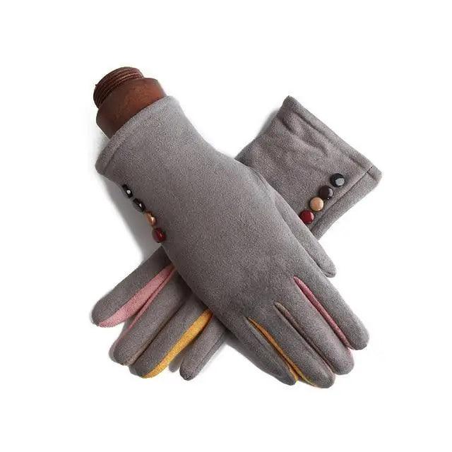 Red Winter Warm One Size Touch Screen Glove Female Fur Thick Driving Comfortable Gloves For Autumn