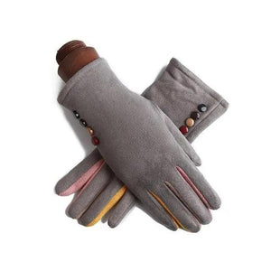 Red Winter Warm One Size Touch Screen Glove Female Fur Thick Driving Comfortable Gloves For Autumn