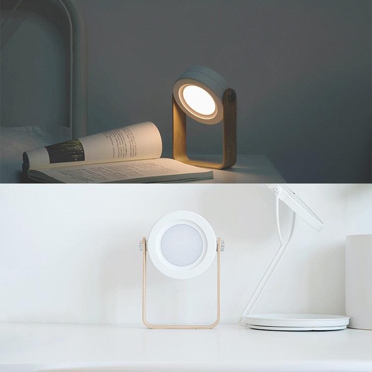 Retractable Bedroom Bedside Reading Light Folding Led Desk Lamp Wooden Handle Portable Lantern Light For Camping Emergency Lamps Decorative Table Lamp Cute Study Lamps for Bedroom Décor