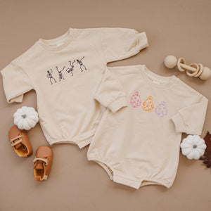 Retro Daisy Ghosts Organic Cotton Sweatshirt Romper