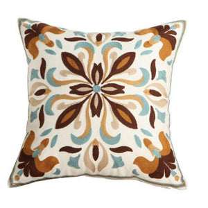 100% Cotton Embroidery Flower Pattern Pillow Cover Home Decoration Sofa Cushion Cover Housewarming Gift Pillow Case Decorative Embroidered Pillow Cover Handmade Cotton Cover For Throw Pillows Beautiful Modern Floral Patterns 45x45cm