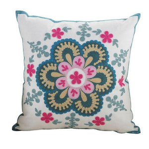 100% Cotton Embroidery Flower Pattern Pillow Cover Home Decoration Sofa Cushion Cover Housewarming Gift Pillow Case Decorative Embroidered Pillow Cover Handmade Cotton Cover For Throw Pillows Beautiful Modern Floral Patterns 45x45cm