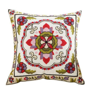 100% Cotton Embroidery Flower Pattern Pillow Cover Home Decoration Sofa Cushion Cover Housewarming Gift Pillow Case Decorative Embroidered Pillow Cover Handmade Cotton Cover For Throw Pillows Beautiful Modern Floral Patterns 45x45cm