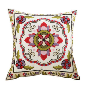 100% Cotton Embroidery Flower Pattern Pillow Cover Home Decoration Sofa Cushion Cover Housewarming Gift Pillow Case Decorative Embroidered Pillow Cover Handmade Cotton Cover For Throw Pillows Beautiful Modern Floral Patterns 45x45cm