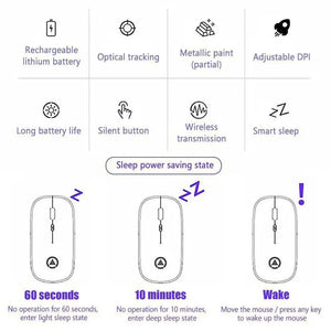 Retro Wireless Mouse RGB Rechargeable Mouse Wireless Computer Mute Mouse Portable Mobile Optical Office Mouse with USB LED Backlit Gaming Office Mouse Laptop