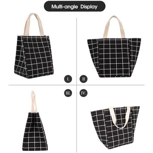 Reusable Lunch Bag Insulated Lunch Box Canvas Fabric with Aluminum Foil
