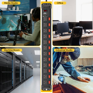 CRST Mountable 12 Outlets Individual Switches Metal Power Strip Surge Protector with Cord Holder, 9FT Flat Plug Power Cord, 1020J Protection 36 Months Warranty