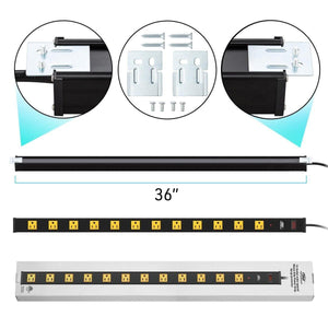 CRST Wideoutlets 2.6" Wide Spaced 12 Outlets Mountable Metal Power Strip Surge Protector with 1800 Joule Protection & EMI Filter Heavy Duty Construction 15A Circuit Breaker Included