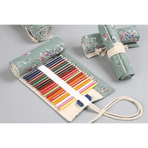 Roll Up Canvas Wrap Pencil Bag For Students Stylish Stationary Storage Pouch Unique Pencil Case For School