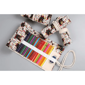 Roll Up Canvas Wrap Pencil Bag For Students Stylish Stationary Storage Pouch Unique Pencil Case For School