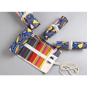 Roll Up Canvas Wrap Pencil Bag For Students Stylish Stationary Storage Pouch Unique Pencil Case For School
