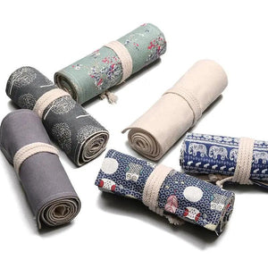 Roll Up Canvas Wrap Pencil Bag For Students Stylish Stationary Storage Pouch Unique Pencil Case For School