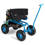 Rolling Garden Cart with Height Adjustable Swivel Seat and Storage Basket-Blue