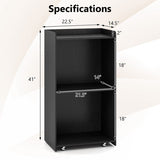 Rolling Podium Stand with 2 Shelves and Lockable Wheels-Black