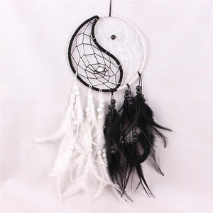 Romantic Dream Catcher Tree of Life Brown Native Handmade Traditional Dream Catcher Yin Yang 50" Long Home Decoration Feather Dream-catcher For Bedroom Wall Hanging Home Decor Wedding Party Blessing Gift