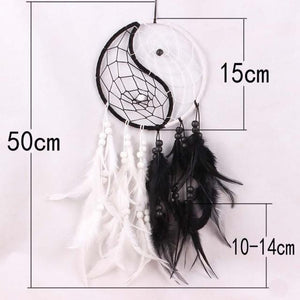 Romantic Dream Catcher Tree of Life Brown Native Handmade Traditional Dream Catcher Yin Yang 50" Long Home Decoration Feather Dream-catcher For Bedroom Wall Hanging Home Decor Wedding Party Blessing Gift