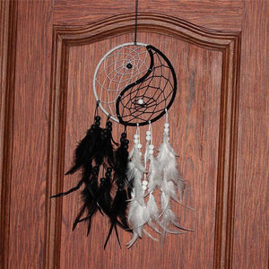 Romantic Dream Catcher Tree of Life Brown Native Handmade Traditional Dream Catcher Yin Yang 50" Long Home Decoration Feather Dream-catcher For Bedroom Wall Hanging Home Decor Wedding Party Blessing Gift