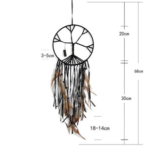 Romantic Dream Catcher Tree of Life Brown Native Handmade Traditional Dream Catcher Yin Yang 50" Long Home Decoration Feather Dream-catcher For Bedroom Wall Hanging Home Decor Wedding Party Blessing Gift