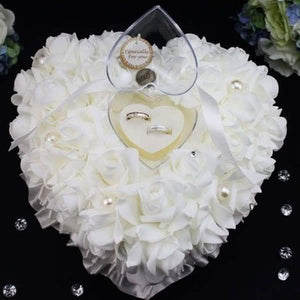 Rose Pillow Heart Cushion Ring Holder