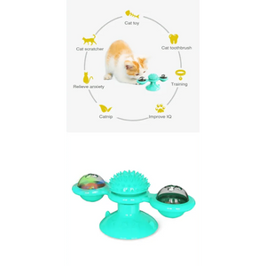 Rotatable Funny Massage Cat Toys Windmill LED Ball Teeth Cleaning Toys For Pets Interactive Turntable Tease Cat Toys