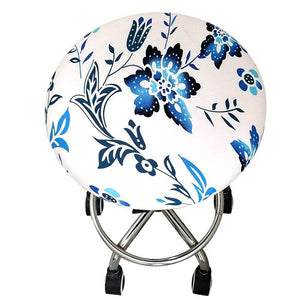 Round Chair Cover Bar Stool Cover Elastic Seat Cover Home Chair Slipcover Round Chair Bar Stool Floral Printed Padded Round Bar Stool Cover Cushion With Elastic Fabric Round Chair Seat Cushion For Wooden Metal Stools 30-40cm