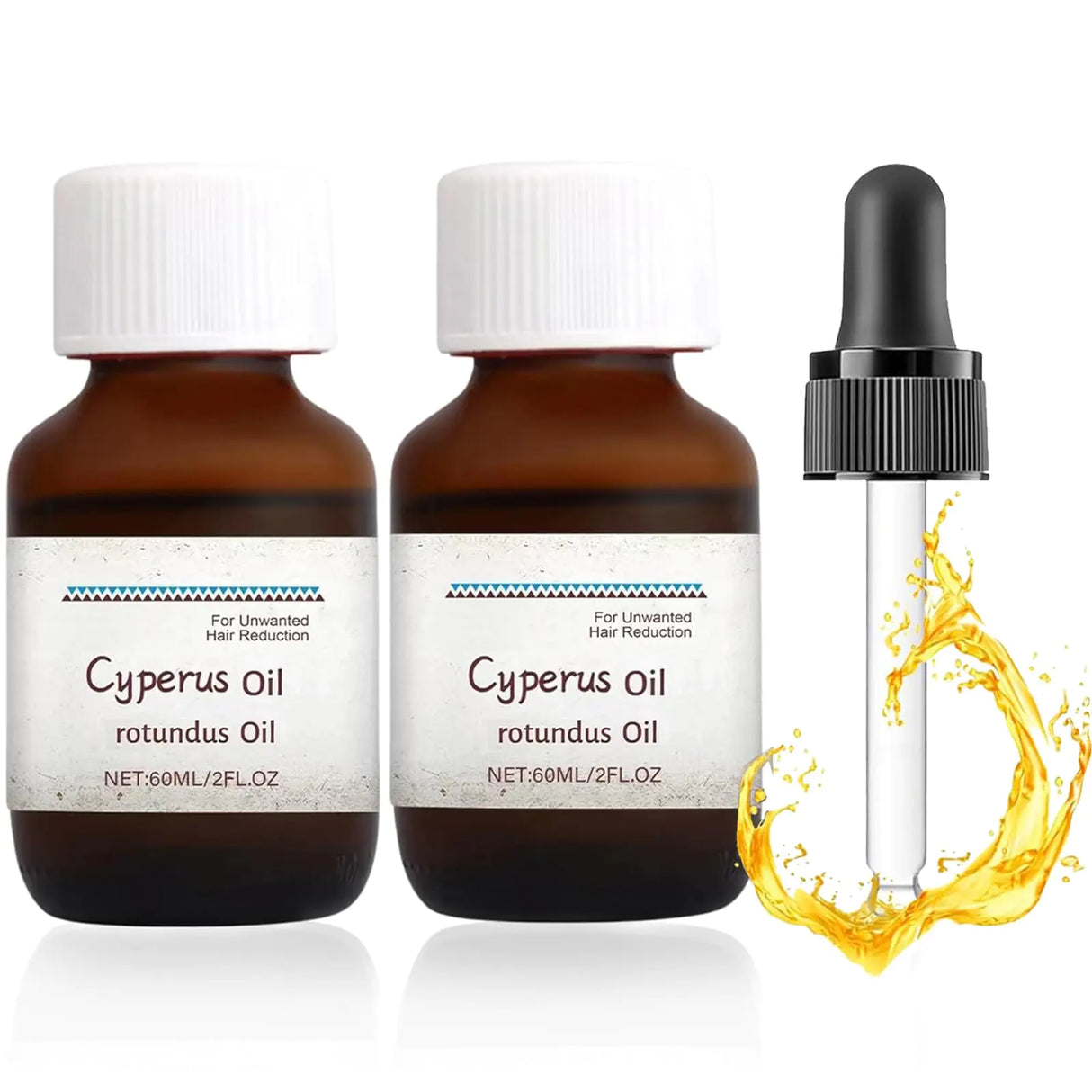enttgo 2PCS Cyperus Oil Cyperus Oil for Hair Removal Natural Rotundus Oil with Dropper Reducing Body Hair Growth Topical Oil