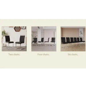 Modern Dining Chairs,PU Faux Leather High Back Upholstered Side Chair With C-shaped Tube Plating Metal Legs For Dining Room Kitchen Vanity Patio Club Guest Office Chair Set Of 4