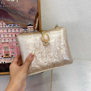 Luxury Pearl White Acrylic Evening Bag for Women