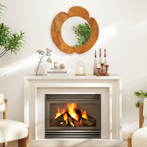 29 Inch Rustic Hanging Vanity Mirror with Teak Wood Frame