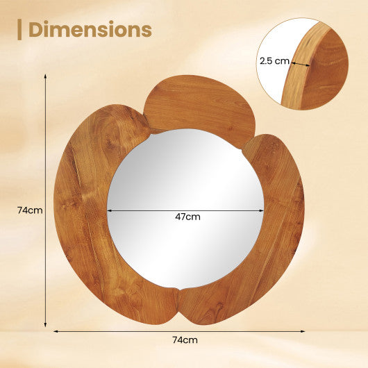 29 Inch Rustic Hanging Vanity Mirror with Teak Wood Frame