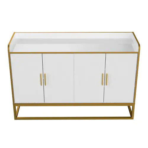 Modern Kitchen Buffet Storage Cabinet Cabinet White Gloss With Metal Legs For Living Room Kitchen