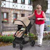 2-in-1 Foldable Pushchair Newborn Infant Baby Stroller-Black