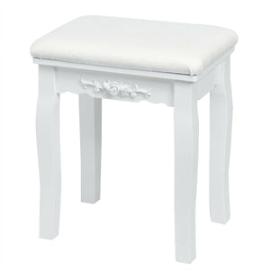 10 Dimmable Lights Vanity Table Set with Lighted Mirror and Cushioned Stool-White