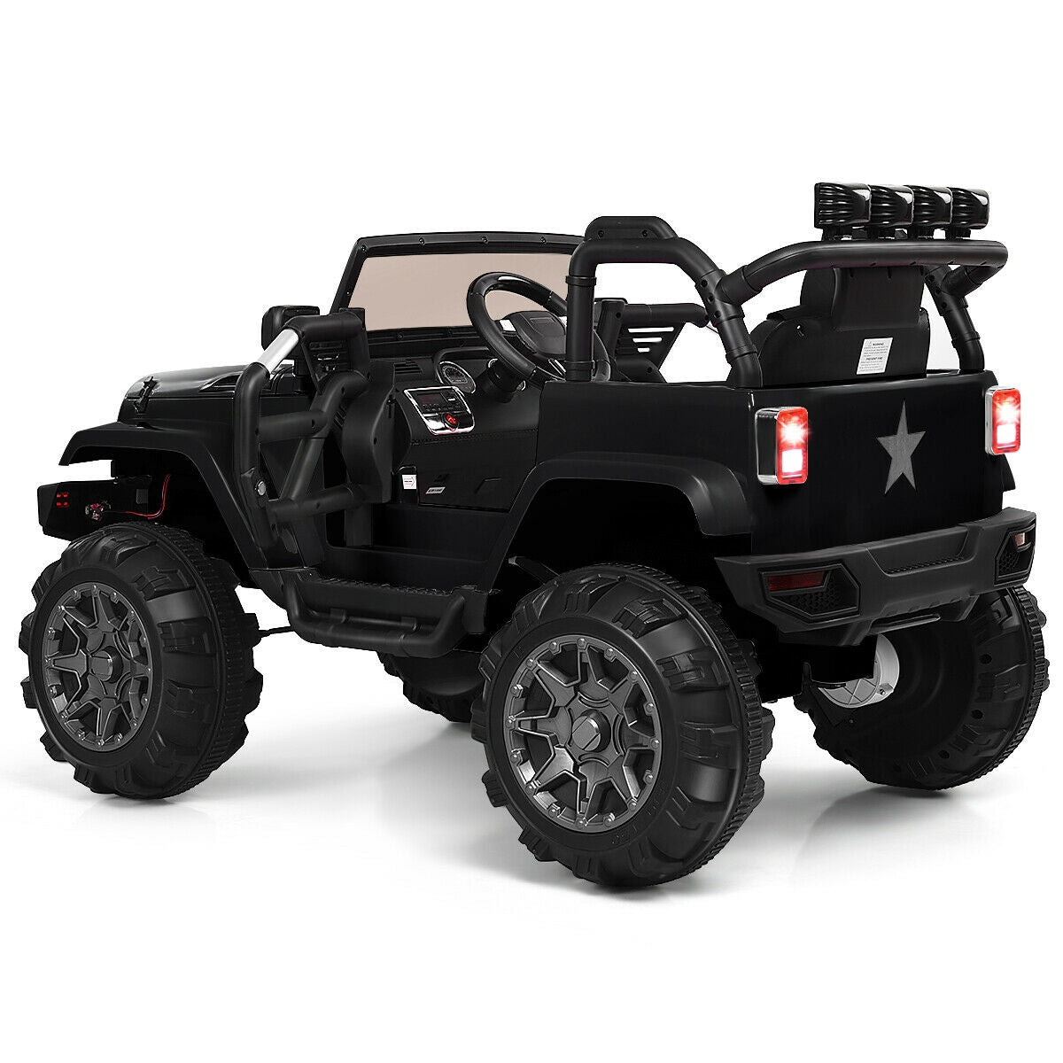 12V Kids Remote Control Riding Truck Car with LED Lights-Black