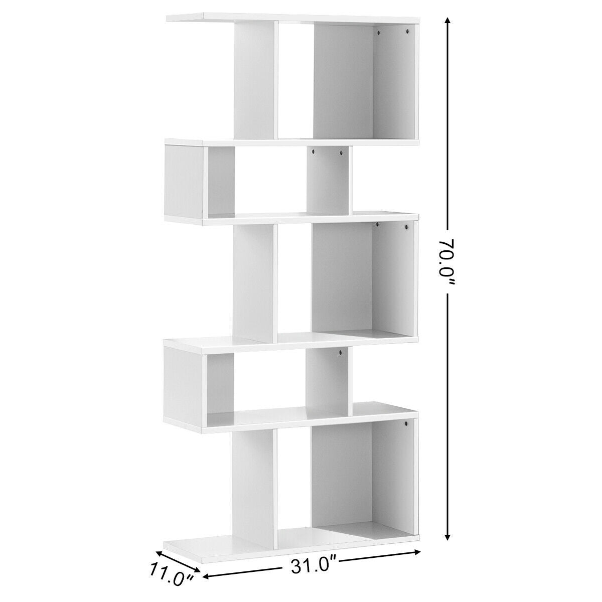 5 Cubes Ladder Shelf Corner Bookshelf Display Rack Bookcase-Gray