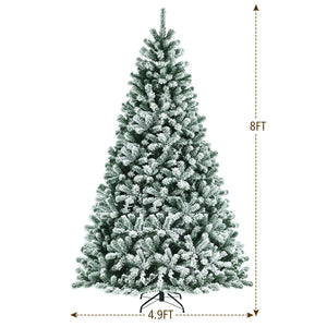 6 Feet Pre-lit Snow Flocked Hinged Christmas Tree with 928 Tips and Metal Stand-6 ft