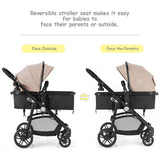 2-in-1 Foldable Pushchair Newborn Infant Baby Stroller-Black