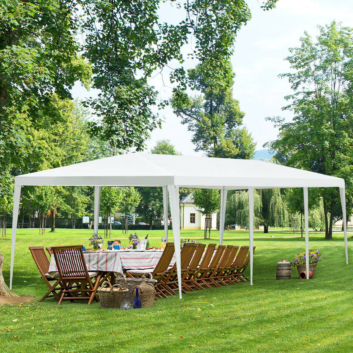 10 x 30 Feet Gazebo Canopy Tent with Connection Stakes and Wind Ropes by DirectDeals